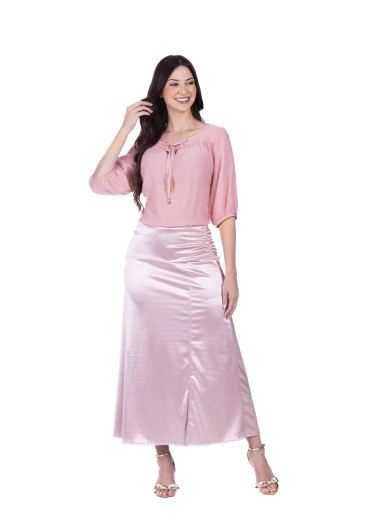 Saia Valentina Em Tecido Acetinado Rosa Hapuk  Primavera/Verão 2026