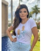 T-Shirt Bordado Poá Azul Victoria's Princess