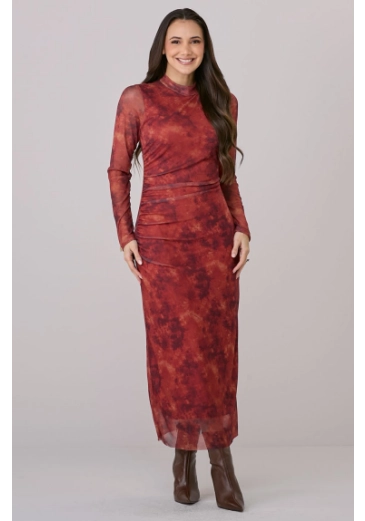 Vestido Daiana Em Tule Estampado Vermelho Tata Martello Outono/Inverno 2026