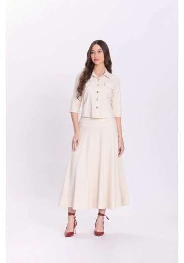 Conjunto Julia Em Tecido Plano De Viscose E Linho Bege Hapuk Outono/Inverno 2026