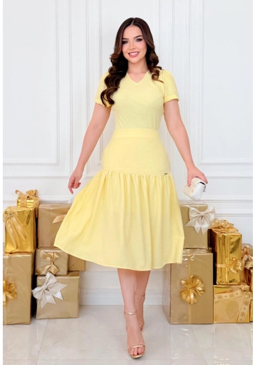 Conjunto Em Crepe Air Flow Amarelo Maria Amore Primavera/Verão 2026