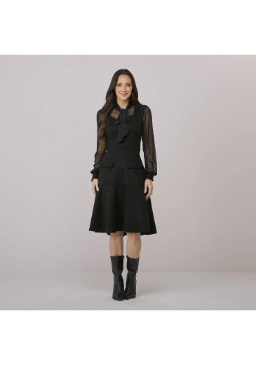 Vestido Lia Em Scuba Suede Preto Tata Martello Outono/Inverno 2026