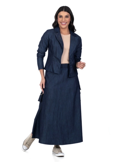 Blazer Ariana Com Lavagem E Amaciado Jeans Escuro Hapuk Primavera/Verão 2024