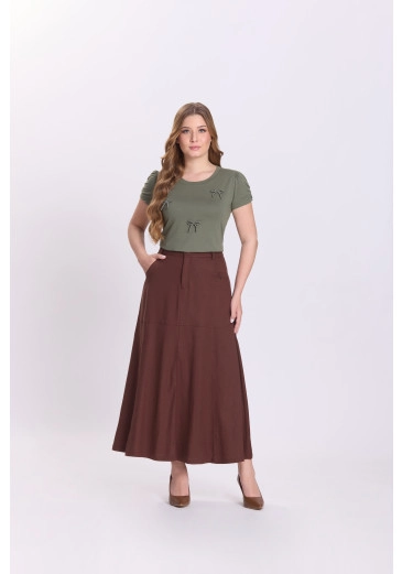 Saia Maria Em Viscose Marrom Hapuk Outono/Inverno 2026