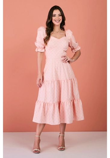 Vestido Laura Em Tricoline Com Lurex Rosa Tata Martello Primavera/Verão 2024
