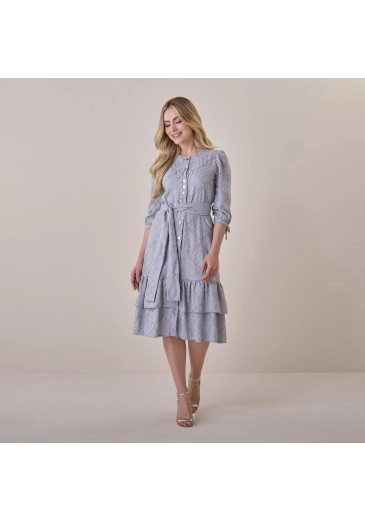 Vestido Natalia Em Bordado Clarisse Cinza Tata Martello Primavera/Verão 2026