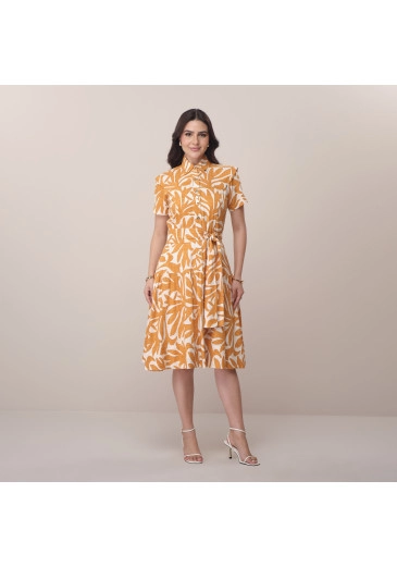 Vestido Elisa Em Linho Caribe Laranja Tata Martello Primavera/Verão 2026