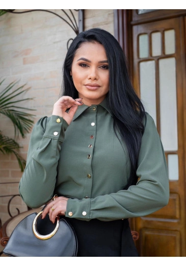 Camisa Beatriz Em Crepe Verde Maria Amore Outono/Inverno 2026