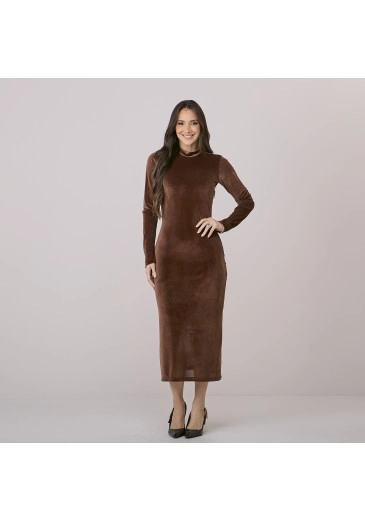 Vestido Joana Em Veludo Marrom Tata Martello Outono/Inverno 2026