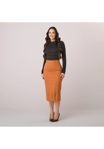 Saia Isadora Em Alfaiataria Caramelo Tata Martello Outono/Inverno 2026