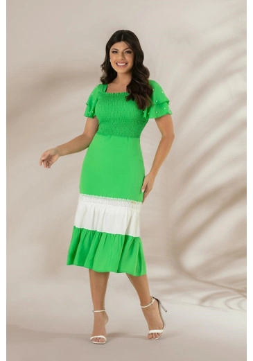 Vestido Super Midi De Viscose Verde Hadaza Primavera/Verão 2024