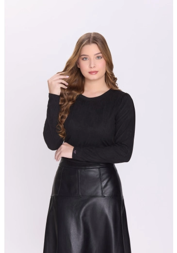 Blusa Camila Em Malha Suede Preto Hapuk Outono/Inverno 2026