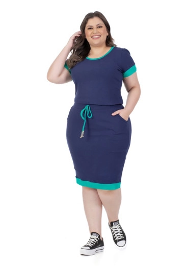 Vestido Harper Azul Marinho Com Elástico Interno E Bolsos Funcionais Hapuk Primavera/Verão 2024