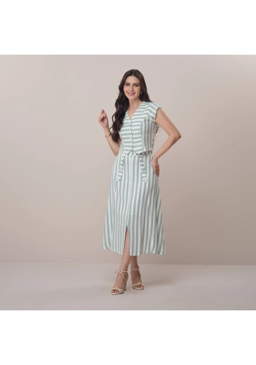 Conjunto Mila Em Linho Listrado Verde Tata Martello Primavera/Verão 2026