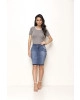 Saia Jeans Barra Escura Laura Rosa