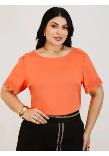 Blusa Dafne Em Viscolinho Laranja Nitido  Primavera/Verão 2026