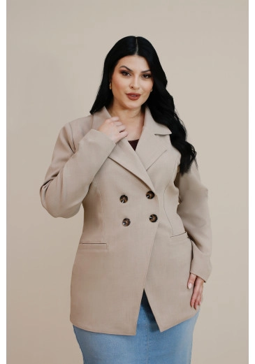 Blazer Verediana Em Lâ De Alfaiataria Cinza Plus Size Nitido Outono/Inverno 2026