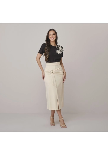 Saia Viviane Em Alfaiataria Ponto De Roma Off White Tata Martello Outono/Inverno 2026