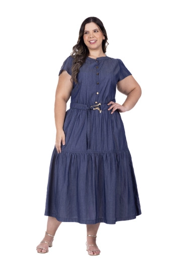 Vestido Cecilia Em Jeans Leve Azul Marinho Hapuk Primavera/Verão 2026