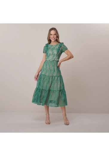 Vestido Ivete Em Renda Guippir Verde Tata Martello Primavera/Verão 2026