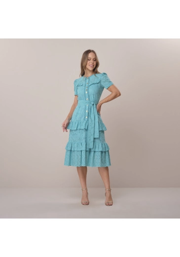 Vestido Gislaine Em Laise Barrada Azul Tata Martello Primavera/Verão 2026