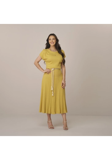 Vestido Manuela Em Malha Volare Mostarda Tata Martello Primavera/Verão 2026