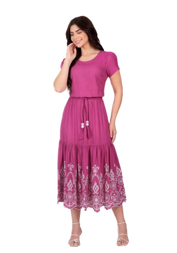 Vestido Jelly Em Tecido Plano Bordado Rosa Escuro Hapuk Primavera/Verão 2026