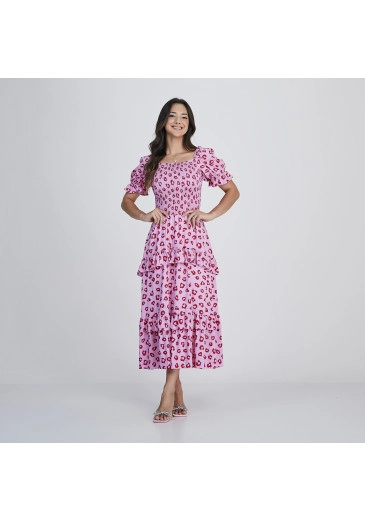 Vestido Daiana Em Viscose Estampada Rosa Tata Martello Alto Verão 2024