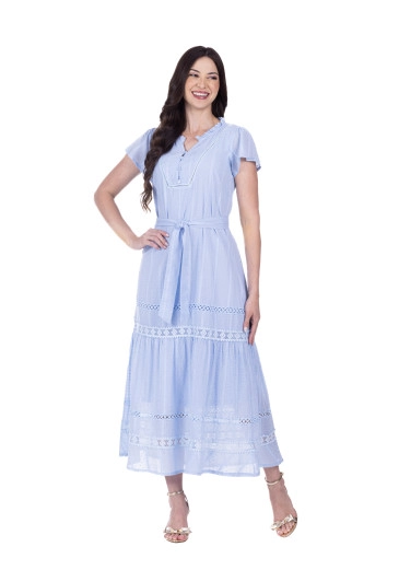 Vestido Maitê Em Tecido Plano Azul Hapuk Primavera/Verão 2026