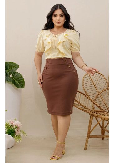 Blusa Lucila Em Crepe Pele De Pessego Maria Amore Primavera/Verão 2026