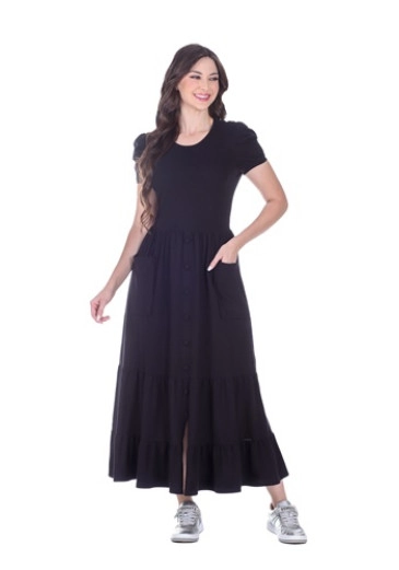 Vestido Aldeni Em Piquet Preto Hapuk Alto Verão 2025