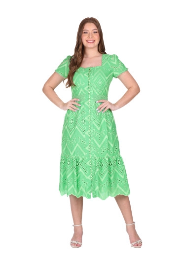 Vestido Hanna Em Laise Verde Hapuk Primavera/Verão 2026