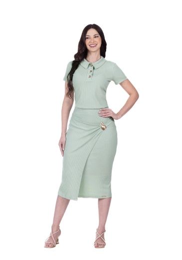 Conjunto Helena Em Malha Canelada Verde Hapuk Primavera/Verão 2026