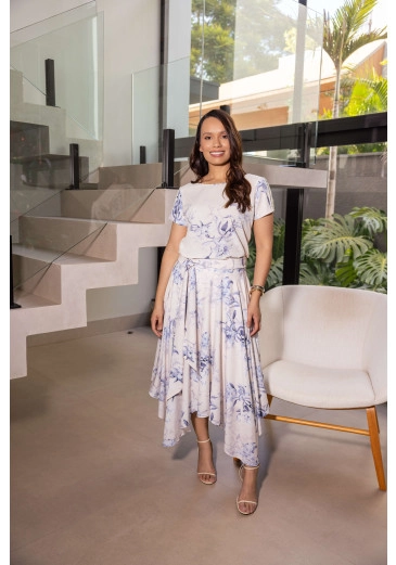 Saia Maria Em Toque De Seda Off White Jany Pim Primavera/Verão 2026