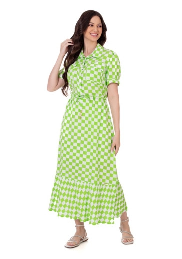 Vestido Sienna Em Tecido Plano Verde Hapuk Primavera/Verão 2024
