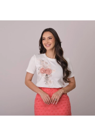 Blusa Elora Em Malha Conforto Off White Tata Martello Primavera/Verão 2026