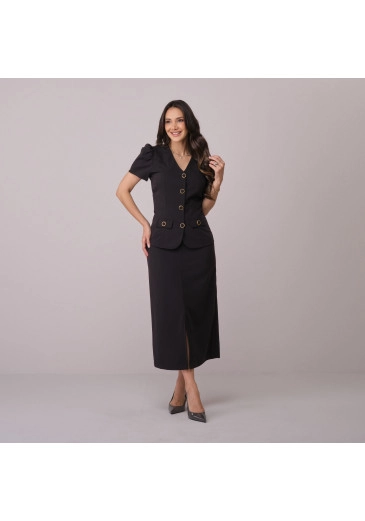 Conjunto Celma Em Alfaiataria Twill Preto Tata Martello Primavera/Verão 2026