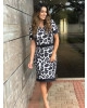 Vestido Print Preto Clara Rosa