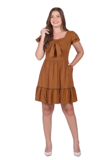 Vestido Emily Em Malha De Algodão Caramelo Hapuk Outono/Inverno 2025