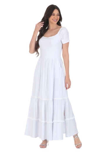 Vestido Vitória Em Malha Branco Hapuk Alto Verão 2024