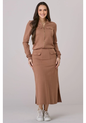 Conjunto Claudia Em Moletom Marrom Tata Martello Outono/Inverno 2026