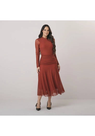 Vestido Amabia Em Tule Liso Vermelho Tata Martello Outono/Inverno 2026