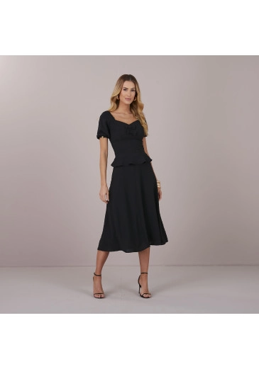 Conjunto Melissa Em Crepe Dots Preto Tatá Martello Primavera/Verão 2025