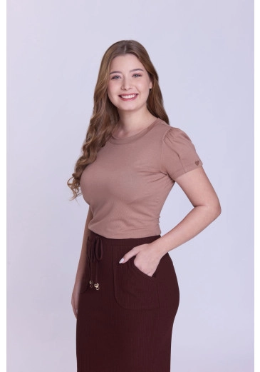 Blusa Cleide Em Malha Bege Hapuk Outono/Inverno 2026