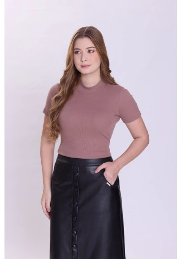Blusa Lorena Em Malha Canelada Marrom Hapuk Outono/Inverno 2026