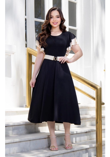 Vestido Rafaela Em Tecido Malha Premium Preto Maria Amore Primavera/Verão 2026