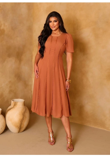 Vestido Telma Em Viscolinho Marrom Maria Amore Outono/Inverno 2026