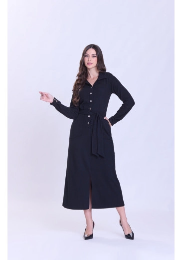 Vestido Dolores Em Malha Texturizada Preto Hapuk Outono/Inverno 2026