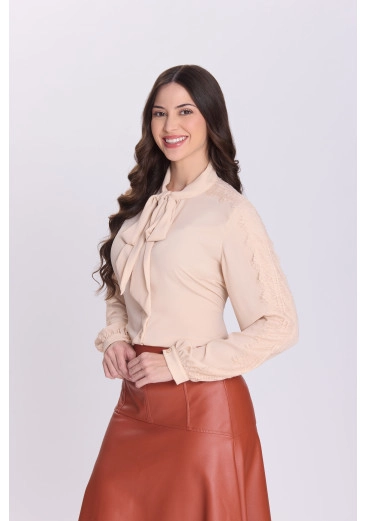 Camisa Kaline Em Crepe Bege Hapuk Outono/Inverno 2026