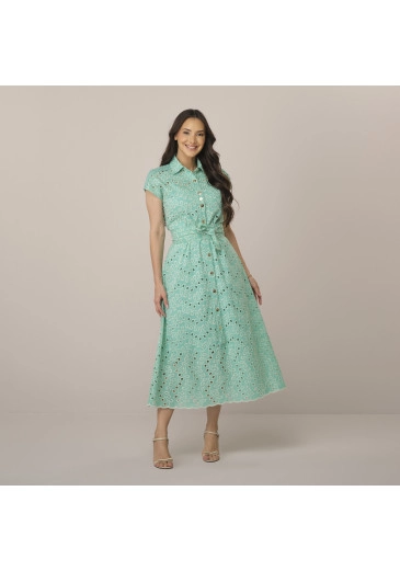 Vestido Alessandra Em Laise Bicolor Verde Tatá Martello Primavera/Verão 2027